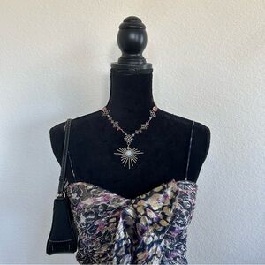 Silver Wrapped Metal Pendant Necklace